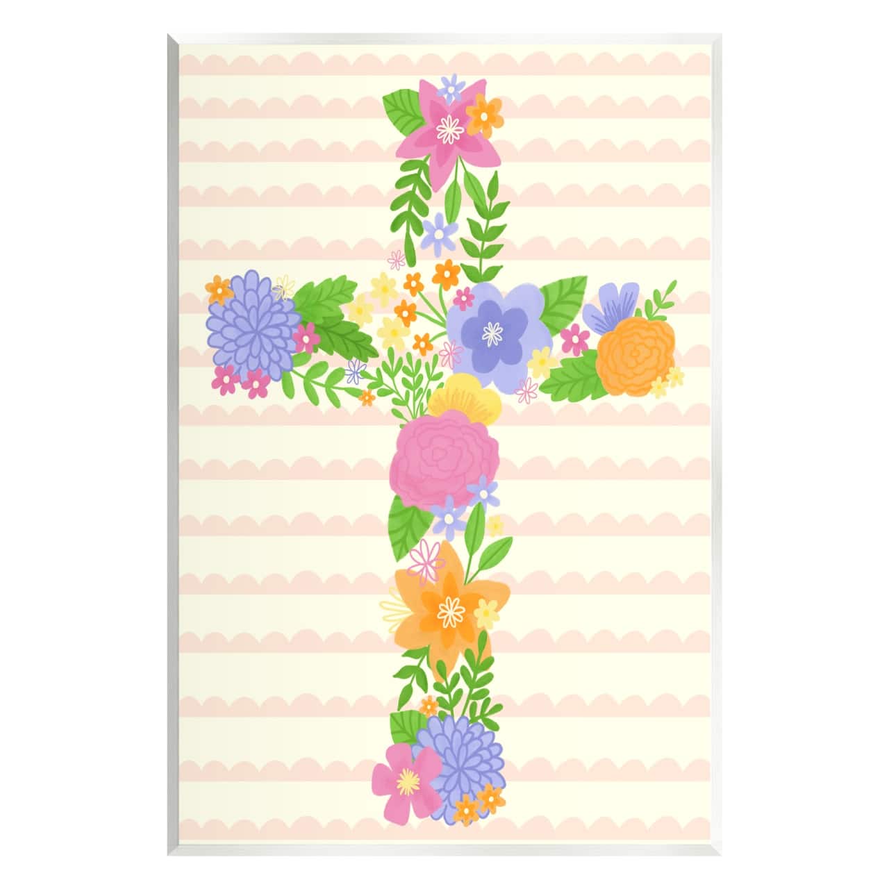 Stupell Industries Floral Cross Religious Symbol Wall Plaque Art